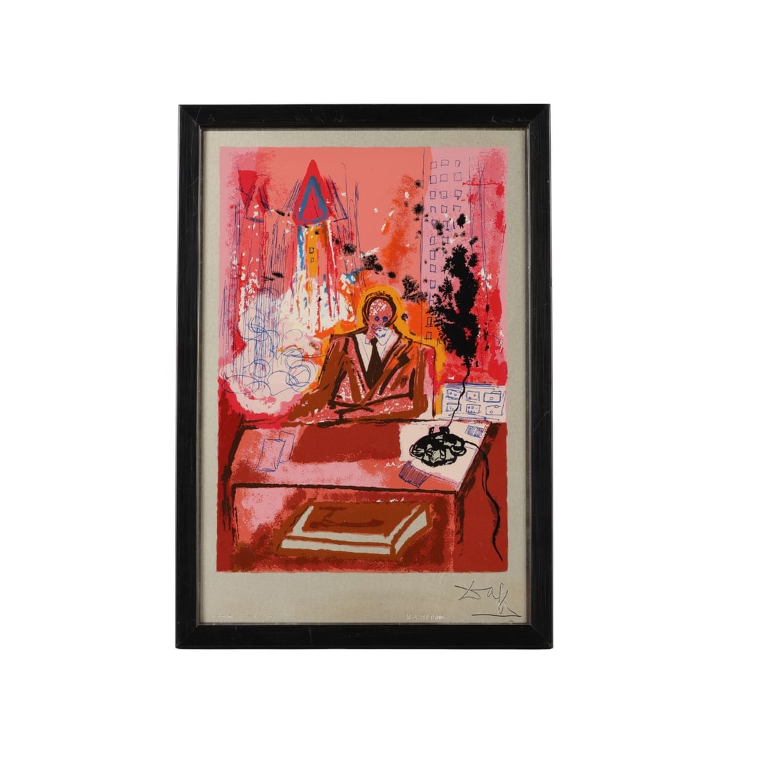 Salvador Dali 1904-1989 Ltd. Ed. Silver Serigraph: Salvador Dali (Spanish, 1904-1989), color serigraph on .925 silver reinforced plate titled "The Manager". The work is signed in plate, with hallmarks and numbered 149 from a limited edition of 1500. I