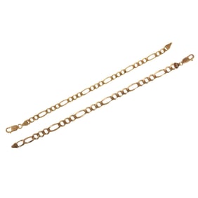 10K Gold PAIR Matching Figaro Link Bracelets 15g