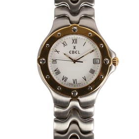 Ebel Sportwave 18k Bezel Mens Vintage Wristwatch