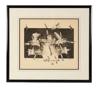 Vintage 1986 Animated Caracas Lithograph SIGNED