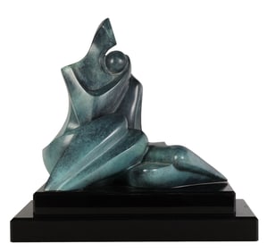 Haim Azuz b.1932 Modern Abstract Bronze Sculpture