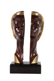 Tamara 20c Modern Bronze Splitting Head Sculpture