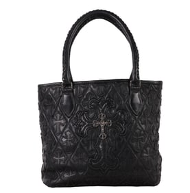 Chrome Hearts Black Quilted Leather Handbag Purse