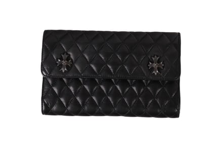 Chrome Hearts Black Quilted Leather Wallet Purse