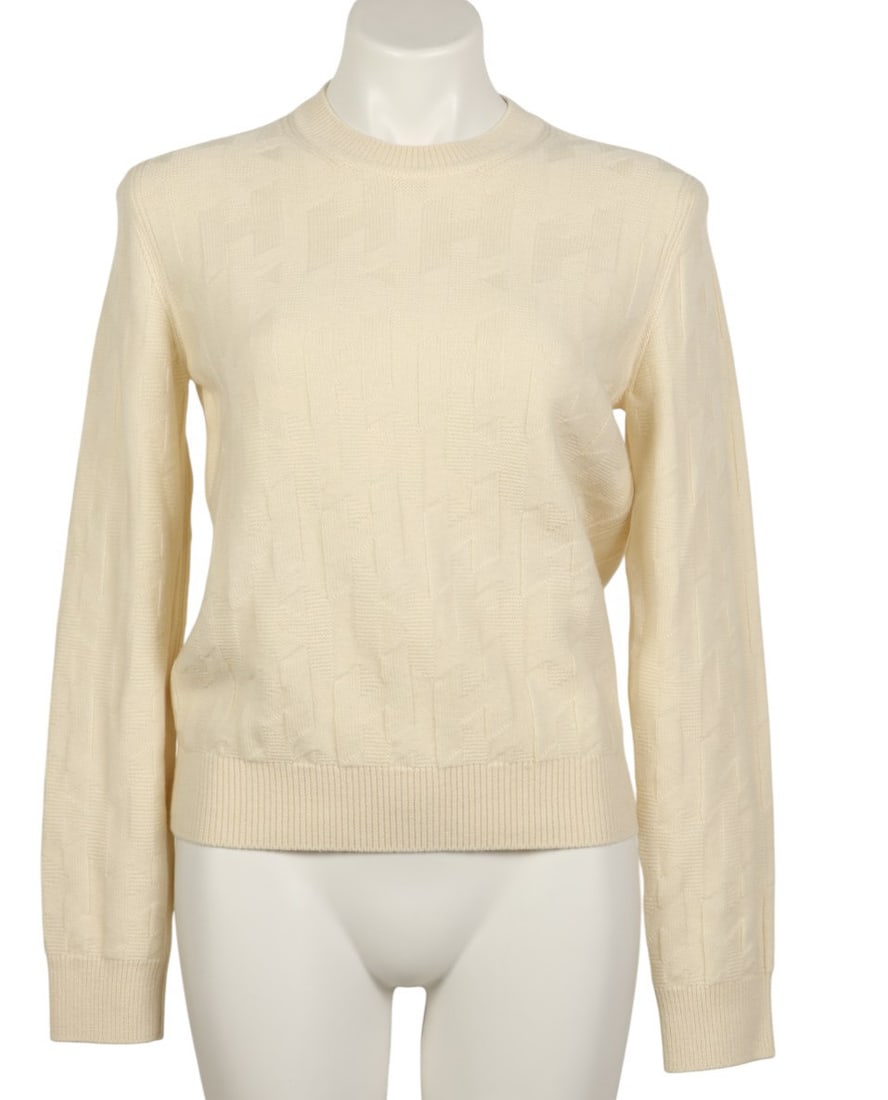 Hermes Designer Crewneck White Knit Sweater Sz 40 (1 of 5)
