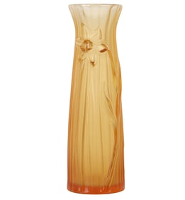 Lalique Jonquille Amber Art Glass Daffodil Vase