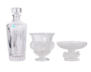 Lalique Crystal Vases and Tiffany & Co Decanter