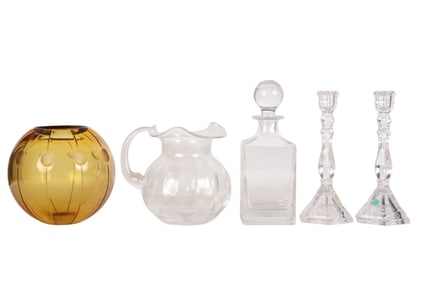 Movado & Tiffany Crystal Decanter Vase Jug 4pc LOT