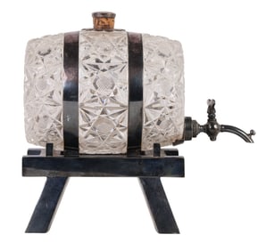 American Brilliant Period Cut Glass Whisky Barrel