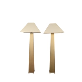 Pair of J. Robert Scott Obelisk Wood Floor Lamps