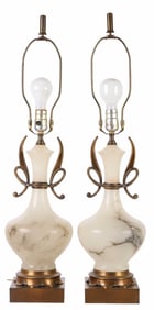 Pair of Mid Century Modern Alabaster Table Lamps
