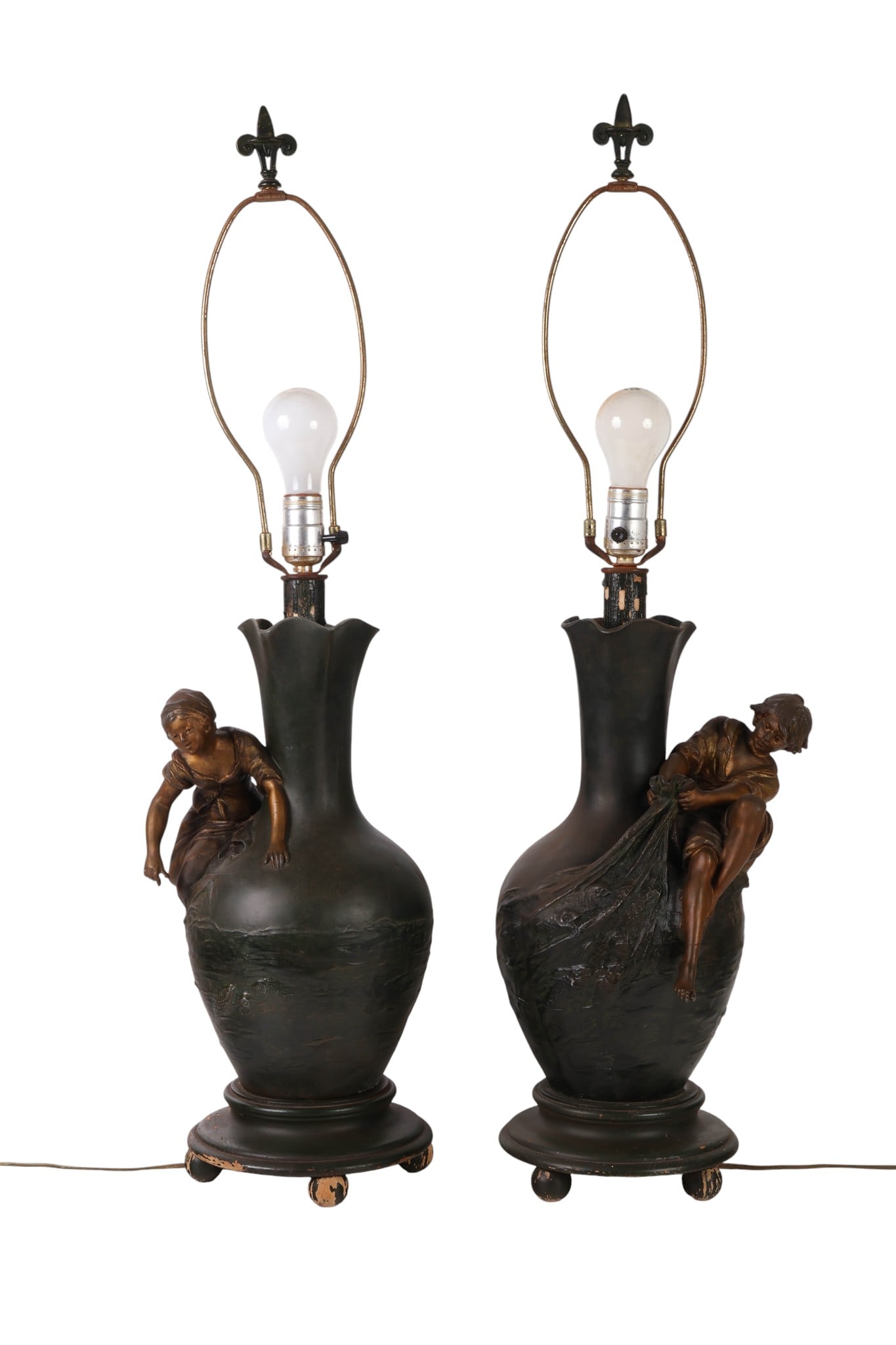 Art Nouveau Pair of Figural Lamps after A. Moreau (1 of 9)