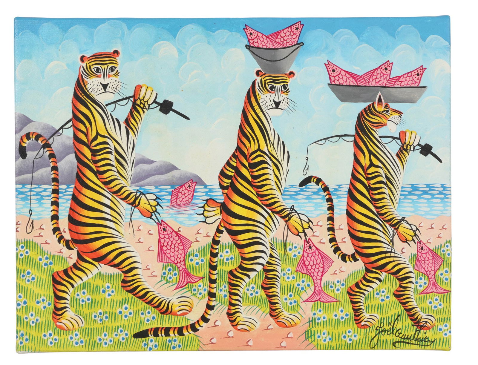 Joel Gauthier b.1955 Anthromorphic Tiger Painting (1 of 7)