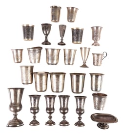 Russian 84 Silver Kiddush Cups 25pc. LOT 1,186g.