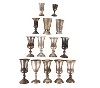 Silver Jewish Judaica Kiddush Cup 14pc. LOT 933g.