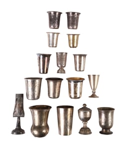 Silver Judaica Kiddush Cup Spice 16pc LOT 403g.