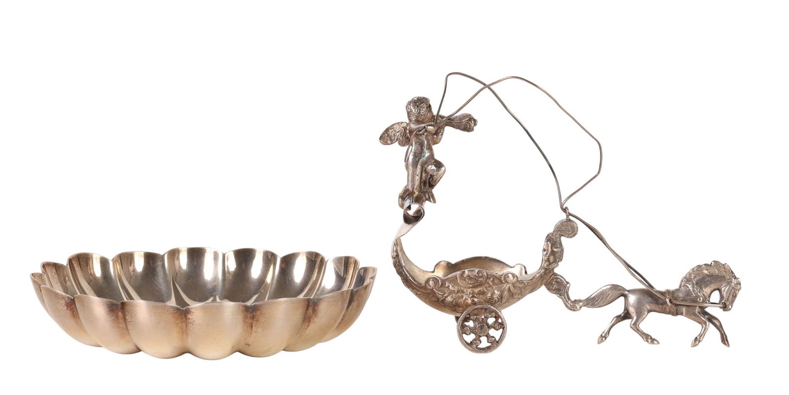 Sterling Tiffany Dish & Putti Carriage 2p LOT 265g (1 of 8)