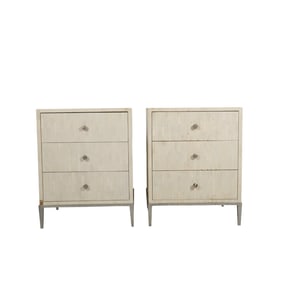 Pair of Tessellate Bone Three Drawer End Tables