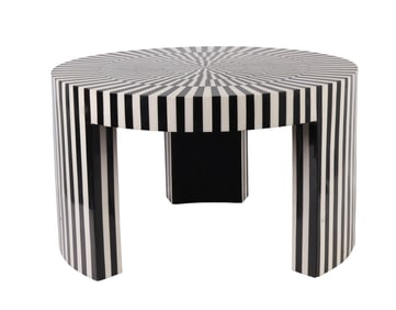 Black & White Zebra Striped Optical Low Table 15"