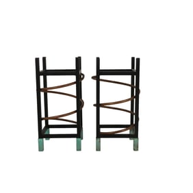 Pair Pace Spiral Style Cast Iron and Copper Stands
