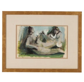 Omar Pico Abstract Figural Nude with Dove Painting