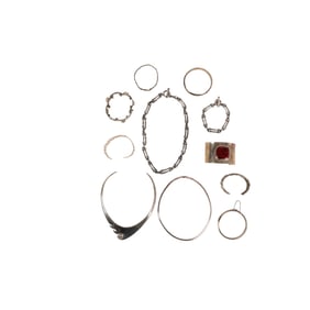 Estate Lot of 11 pcs Sterling Silver Jewelry 400g