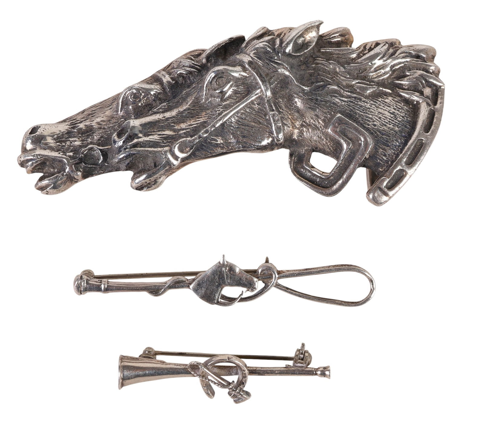 Sterling Silver Equestrian Belt Buckle and Pin LOT (1 of 8)