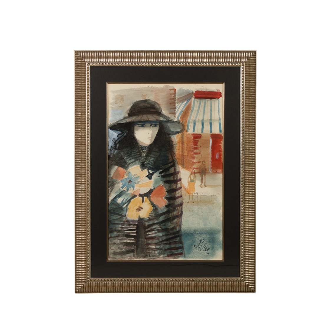 Charles Levier 1920-2003 Lady Watercolor Painting (1 of 7)