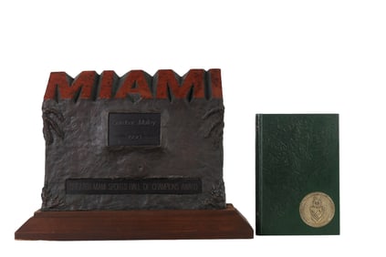 Miami Sports Hall Bronze and U Miami Book 2pc LOT