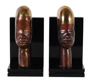 Pair of Mid Century Modern Bronze Bust Bookends