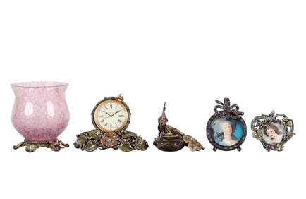 Jay Strongwater Vase Watch Frames Peacock 5pc LOT