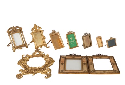 Antique French Bronze Mini Portrait Frames 9pc LOT