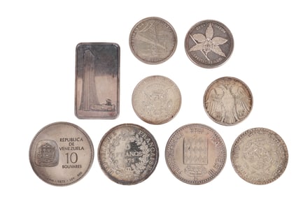 Silver Bullion Commemorative World Coins 9pc LOT