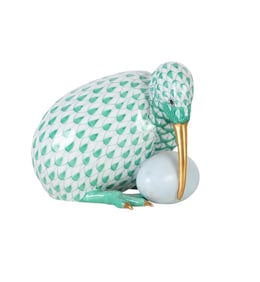 Herend Hungarian Porcelain Green Fishnet Kiwi Bird
