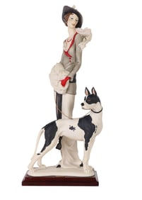 Giuseppe Armani Lady with Great Dane Sculpture
