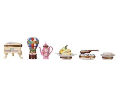 Limoges Fruit Cheese Music Air Balloon Box 6pc LOT