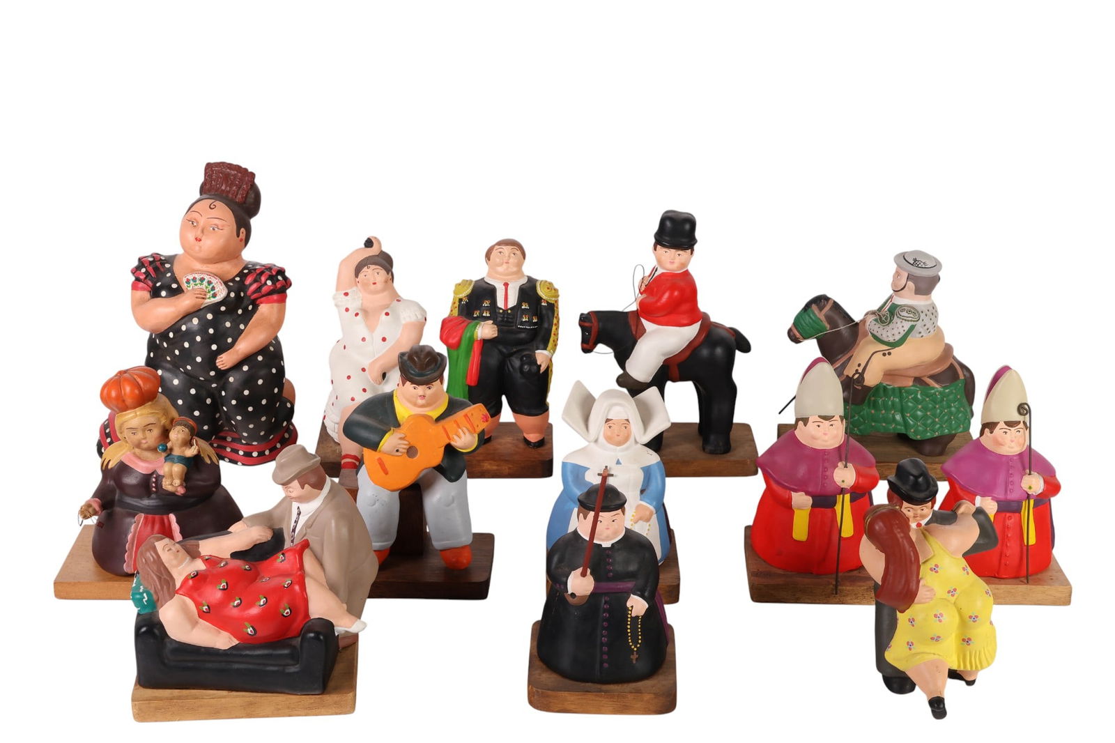Botero Style Ceramic Figural Art 13p Sculpture LOT (1 of 11)