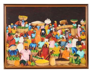 Celestin Faustin 1948-1981 Haitian Market Painting