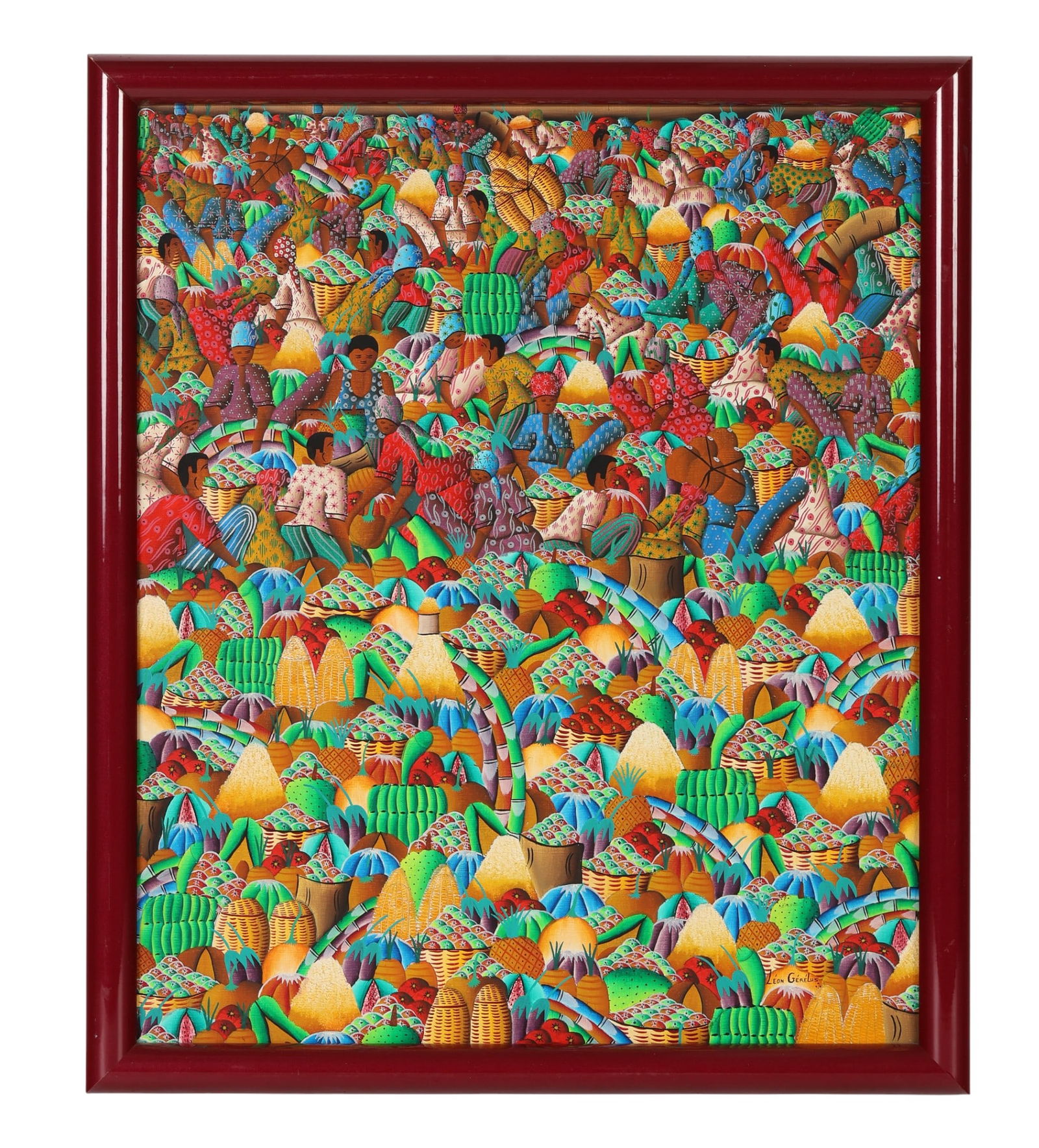 Roland Cajuste 20C Haitian Market Scene Painting (1 of 6)