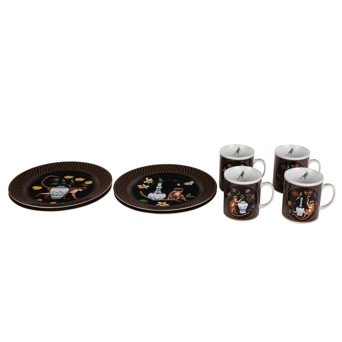 Lynn Chase Monkey Garden Porcelain Mug & Plate LOT (1 of 4)