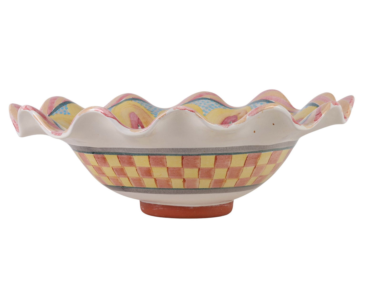 Mackenzie Childs Pottery Ruffled Centerpiece Bowl (1 of 9)