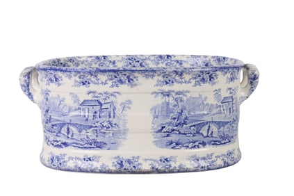 Antique English Blue White Porcelain Wash Basin