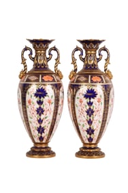 Pair of Royal Crown Derby Imari Porcelain Vases