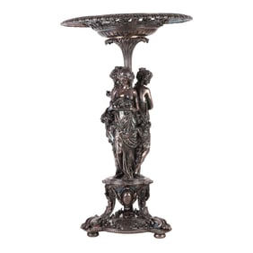 19C Silver Plate Figural Foliate Centerpiece Stand