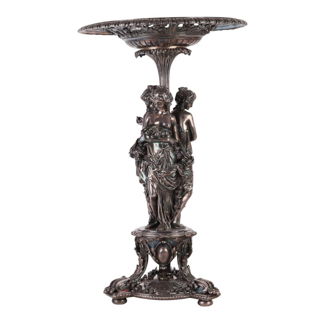 19C Silver Plate Figural Foliate Centerpiece Stand (1 of 10)