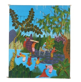 Ronald LaFleur 20C Haitian Landscape Oil Painting