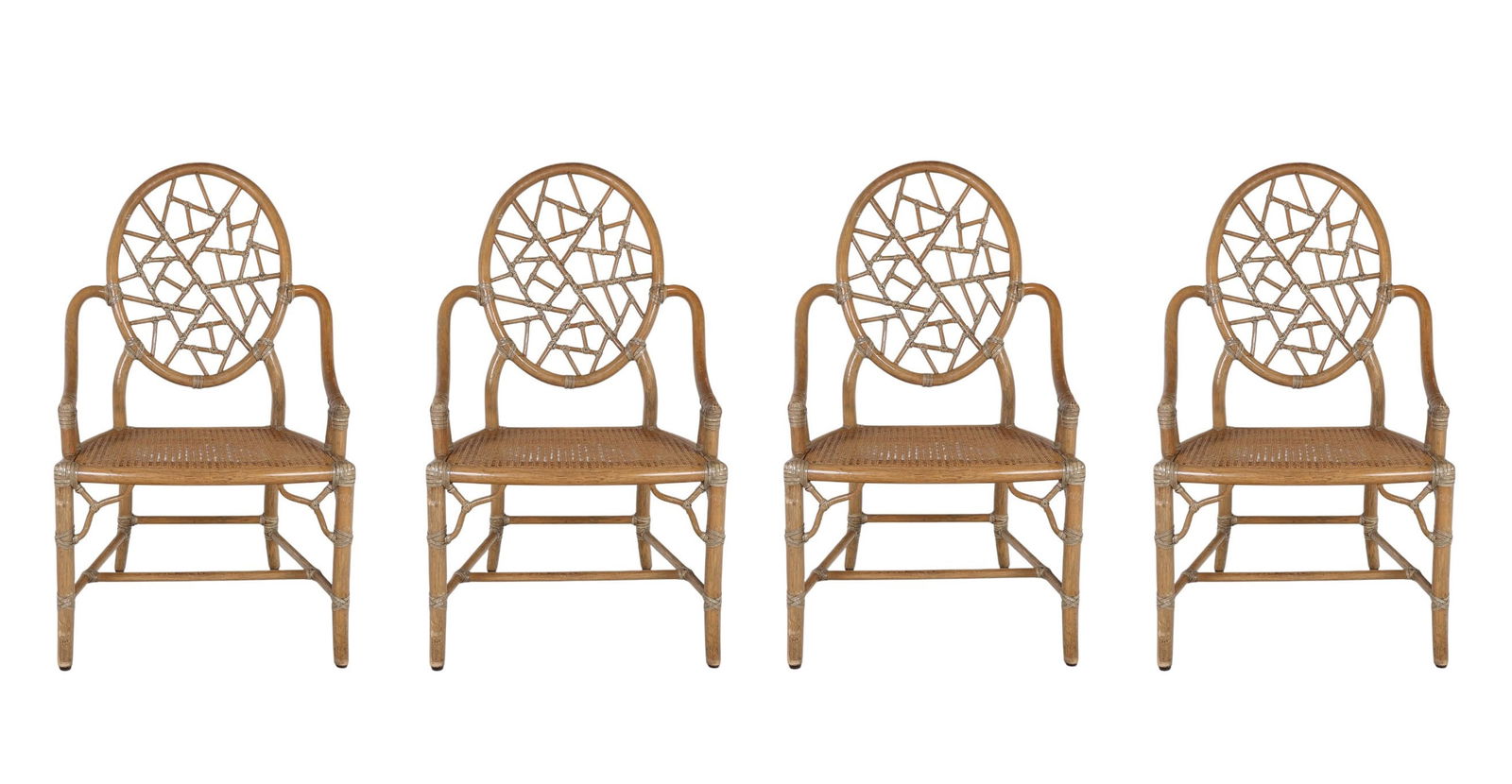 Set of 4 McGuire Cracked Ice Rattan Dining Chairs (1 of 8)