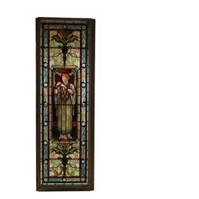 Antique Leaded Stained Glass Salvaged Window Panel