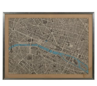 Vintage Blondel La Rougery Birds Eye Map of Paris