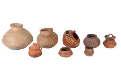 Pre Columbian Mayan Style Pottery Vessel Vase LOT